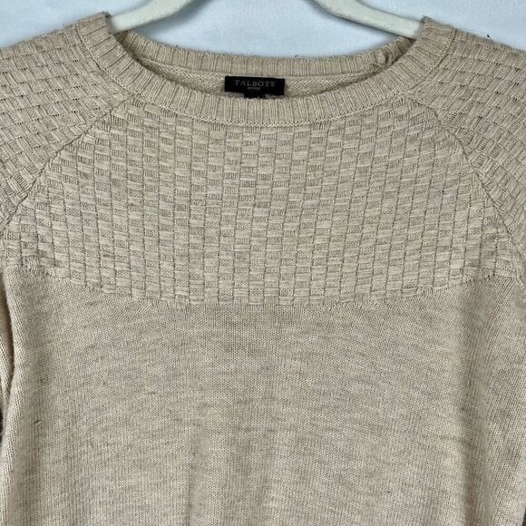 Talbots Women’s Tan Basket Weave Sweater Petite Small - Picture 2 of 11